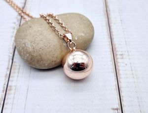 Bola de Grossesse Or Rose – 18mm avec Chaîne et Bélière (80cm)