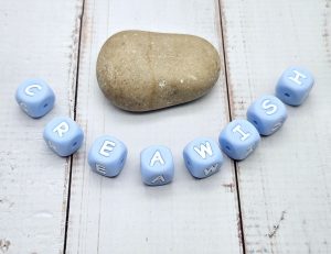 WSH157 26 perles alphabet lettres silicone bleu pastel