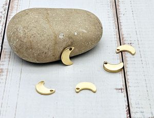 10 breloques croissant de lune acier inoxydable doré