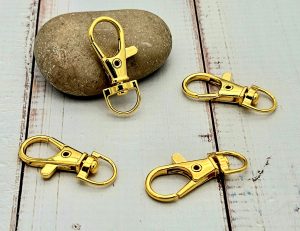 10 attache fermoir mousqueton porte-clés dorés 35mm