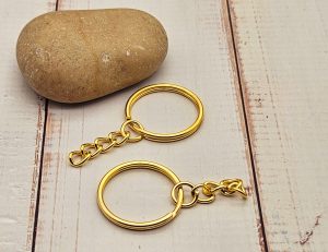 WSH175 20 anneaux porte-clés avec chaînette – Coloris or