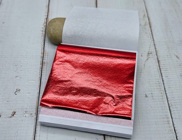 100 Feuilles à Dorer - Couleur rouge (8x8 cm)