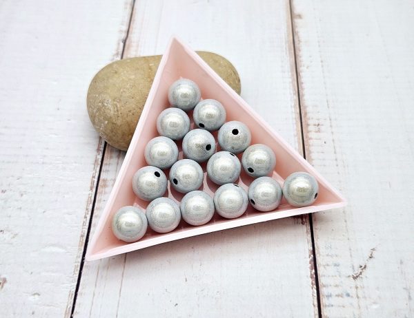 WSH359 30 perles miracle argentées 10mm